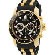 שעון יד אנלוגי לגברים עם רצועת סיליקון שחורה 6981 Invicta Pro Diver SCUBA  - צבע שחור / זהב
