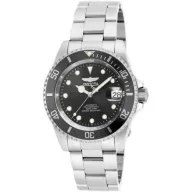 שעון יד אנלוגי לגברים עם רצועת Stainless Steel כסופה Invicta Pro Diver 17044 - צבע שחור