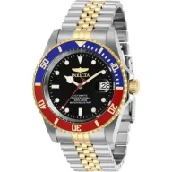 שעון יד אנלוגי לגברים עם רצועת Stainless Steel כסופה/זהובה Invicta Pro Diver 29180 - צבע כחול / אדום