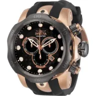 שעון יד אנלוגי לגברים עם רצועת סיליקון שחורה 0361 Invicta Reserve Venom  - צבע שחור / זהב ורוד