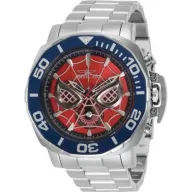 שעון יד אנלוגי לגברים עם רצועת Stainless Steel כסופה Invicta Marvel Spiderman 35096 - צבע כחול / אדום