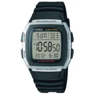 שעון יד דיגיטלי עם רצועת סיליקון שחורה Casio W-96H-1AVDF - כסוף 