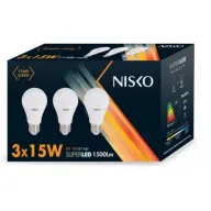 3 נורות LED ליבון NISKO 15W E27 A60 - אור חם