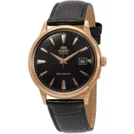 שעון יד אנלוגי אוטומטי לגברים Orient 2nd Gen Bambino Version I FAC00001B0 - צבע זהב / ורוד עם רצועת עור שחורה