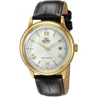 שעון יד אנלוגי אוטומטי לגברים Orient 2nd Gen Bambino Version II FAC00007W0 - צבע זהב עם רצועת עור חומה