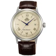 שעון יד אנלוגי אוטומטי לגברים Orient 2nd Gen Bambino Version II FAC00009N0 - צבע כסוף עם רצועת עור חומה