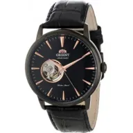 שעון יד אנלוגי אוטומטי לגברים Orient Open Heart FAG02001B0 - צבע שחור עם רצועת עור שחורה