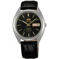 שעון יד אנלוגי אוטומטי יוניסקס Orient Tri Star FAB0000JB9 - צבע כסוף עם רצועת עור שחורה