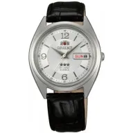 שעון יד אנלוגי אוטומטי יוניסקס Orient Tri Star FAB0000KW9 - צבע כסוף עם רצועת עור שחורה