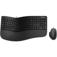 סט מקלדת ועכבר ארגונומיים חוטיים לעסקים Microsoft Ergonomic Desktop Wired Mouse And Keyboard For Business - דגם RJY-00016 (אריזה חומה Brown Box) - צבע שחור - עברית / אנגלית