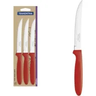 3 סכינים לחיתוך בשר וירקות  8.3 אינטש / 21.3 ס''מ Tramontina - צבע אדום