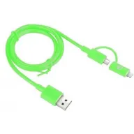 כבל סנכרון וטעינה Miracase עם חיבור מיקרו USB וחיבור Lightning באורך 0.9 מטר - צבע ירוק