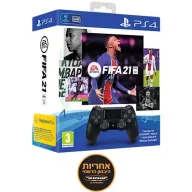 בקר משחק אלחוטי דור שני Sony PlayStation 4 DualShock 4 V2 - צבע שחור + משחק FIFA 21 - אחריות יבואן רשמי על ידי ישפאר
