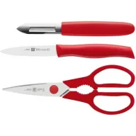 סט 3 כלים - סכין קילוף, קולפן ומספריים Zwilling - צבע אדום