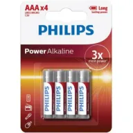 4 סוללות Philips Power Alkaline AAA