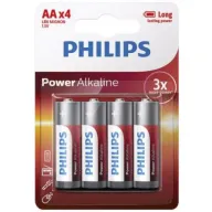 4 סוללות Philips Power Alkaline AA
