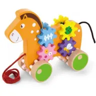 צעצוע משיכה מבית Viga - סוס עם גלגלי שיניים