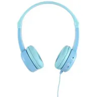 אוזניות מתקפלות עם הגבלת ווליום ומיקרופון לילדים BuddyPhones Travel - צבע כחול בהיר