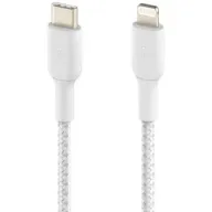 כבל שזור Lightning MFI ל-USB Type-C באורך 1 מטר Belkin Boost - צבע לבן