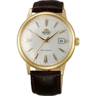 שעון יד אנלוגי אוטומטי לגברים Orient 2nd Bambino FAC00003W0 - צבע זהב עם רצועת עור חומה