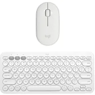 עכבר אלחוטי Logitech Pebble M350 + מקלדת אלחוטית Logitech K380 Bluetooth - צבע לבן