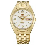 שעון יד אנלוגי אוטומטי לגברים Orient Tri Star FAB0000CW9 - צבע זהב עם רצועת מתכת זהובה