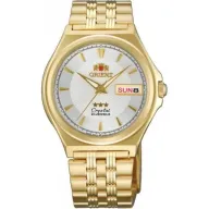 שעון יד אנלוגי אוטומטי לגברים Orient Tri Star FAB02001W9 - צבע זהב עם רצועת מתכת זהובה