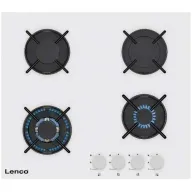 כיריים גז 4 להבות בישול LENCO LGH-6408WH - זכוכית לבנה