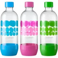 מציאון ועודפים - 3 בקבוקים 1 ליטר למכונות Sodastream Spirit / OneTouch / Genesis - צבע ורוד / ירוק / כחול