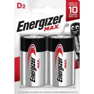2 סוללות Energizer Max Alkaline Battery D2 D-LR20 Pack
