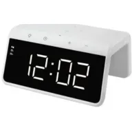 משטח טעינה אלחוטי עם שעון דיגיטלי וכפתורי מגע ECO-WCH450W - צבע לבן