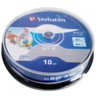 דיסקים לצריבה Verbatim BD-R x6 25GB Blu-ray Wide White IJP Media 10-Pack (64099)