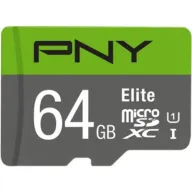 כרטיס זיכרון עם מתאם PNY Elite Micro SDXC 64GB Class-10 UHS-1 U1 P-SDUX64U185GW-GE