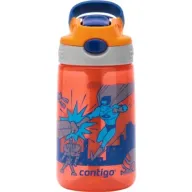 בקבוק שתיה לילדים 414 מ''ל Contigo Gizmo Flip - צבע כתום עם הדפס גיבורי על