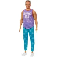 קן שיער חום עם גופיית מאליבו סגולה ומכנסי ריצה עם הדפס כוכבים - סדרת פאשניסטה מבית Mattel