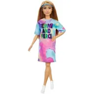 ברבי שיער חום עם חולצת-שמלה צבועה - סדרת פאשניסטה מבית Mattel 