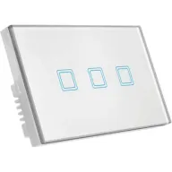 מפסק תאורה Wi-Fi חכם תחת הטיח Semicom - שלושה מתגים - זכוכית לבנה