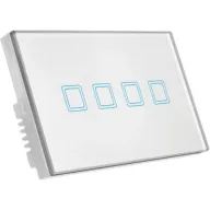 מפסק תאורה Wi-Fi חכם תחת הטיח Semicom - ארבעה מתגים - זכוכית לבנה