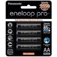 4 סוללות AA נטענות Panasonic Eneloop Pro 2550mAh  - צבע שחור