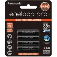 4 סוללות AAA נטענות Panasonic Eneloop Pro 950mAh - צבע שחור