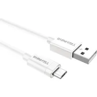 כבל סנכרון וטעינה באורך 1 מטר USB A ל- Duracell Micro USB באורך 1 מטר - צבע לבן