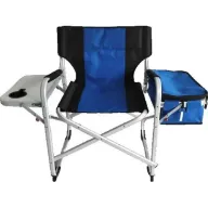 כיסא קמפינג מתקפל כולל צידנית ומגש צד Glamp - צבע כחול / שחור
