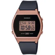 שעון יד דיגיטלי לנשים עם רצועת סיליקון שחורה Casio LW-204-1ADF - זהב ורוד