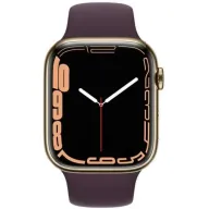 שעון חכם Apple Watch Stainless Steel 45mm Series 7 GPS + Cellular צבע שעון Gold Stainless Steel Case צבע רצועה Dark Cherry Sport Band