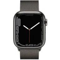 שעון חכם Apple Watch Stainless Steel 41mm Series 7 GPS+Cellular צבע שעון Graphite Stainless Steel Case צבע רצועה Graphite Milanese Loop