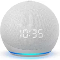 רמקול חכם Echo Dot (דור 4) עם צג שעון Amazon - צבע לבן