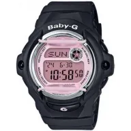 שעון יד דיגיטלי עם רצועת סיליקון שחורה Casio Baby-G BG-169M-1DR - ורוד