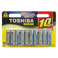 מציאון ועודפים - 10 סוללות AA לא נטענות Toshiba Alkaline 