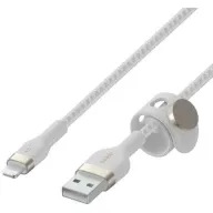 כבל סיליקון קלוע Lightning ל-USB-A מאושר MFI באורך 3 מטר Belkin Boost Charge צבע לבן