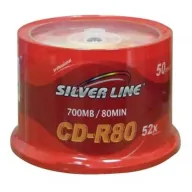 דיסקים לצריבה Silver Line CD-R 700MB 80 Min Media 50-Pack